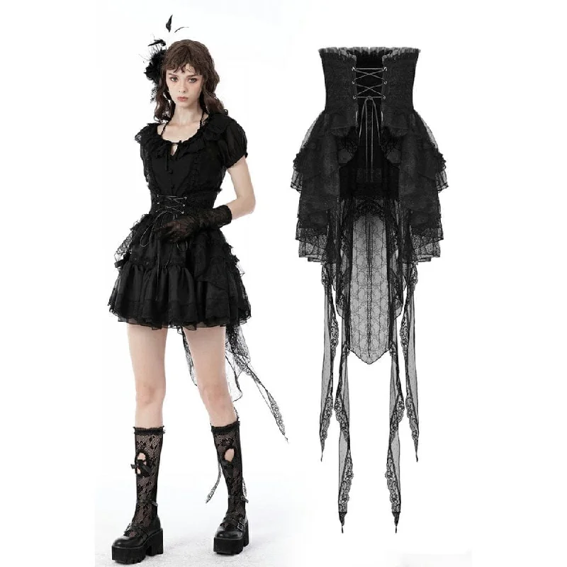 female ruffled a-line skirts-Women's Gothic Fishtail Multilayer Lace Tube Skirt