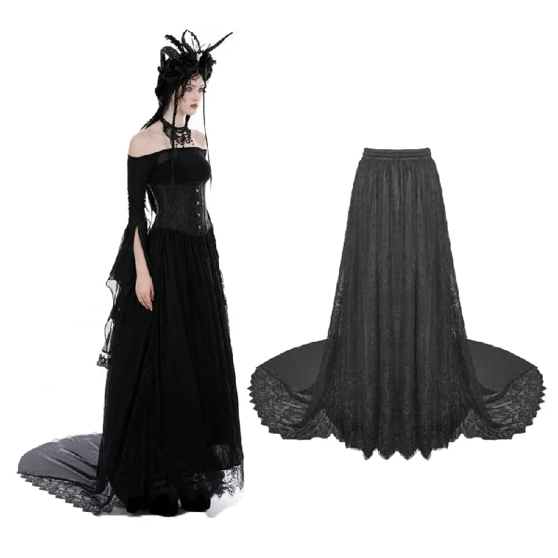 female tropical tunics-Women's Gothic Lace Layered Draggle-tailed Skirt