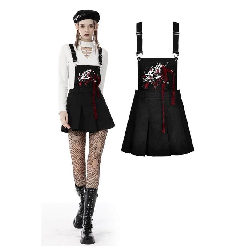 women’s mock-neck pullovers-Women's Punk Devil Blood Suspender Skirt