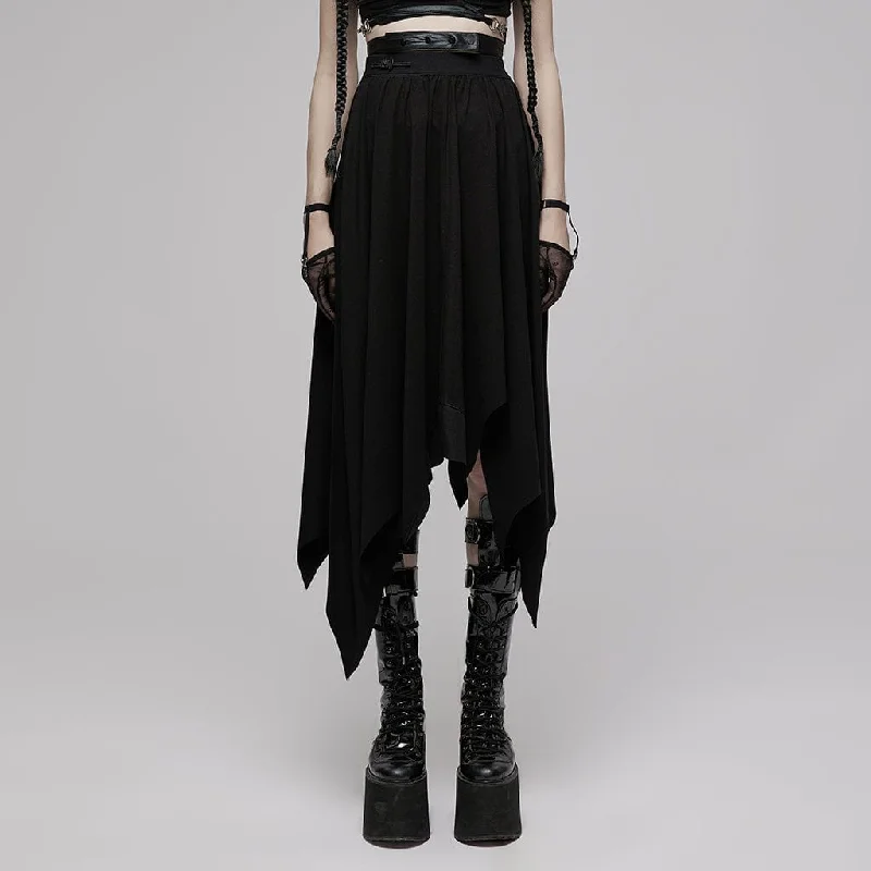 female gathered maxi dresses-Women's Punk High-waisted Irregular Hem Skirt