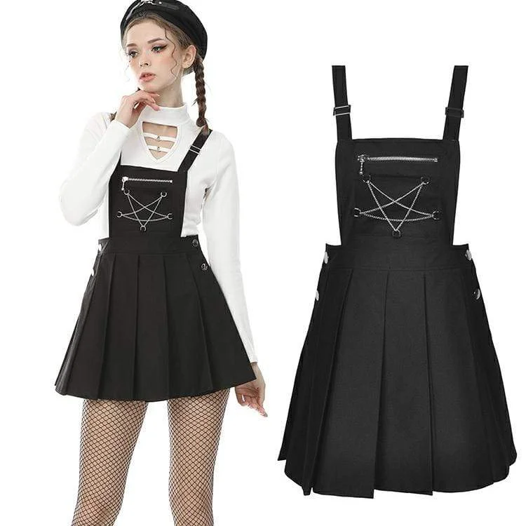 ladies woven heels-Women's Punk Star Chain Suspender Skirts