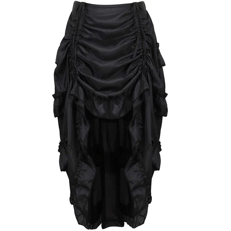 ladies chic rompers-Women's Steampunk Drawstring Falbala Skirt