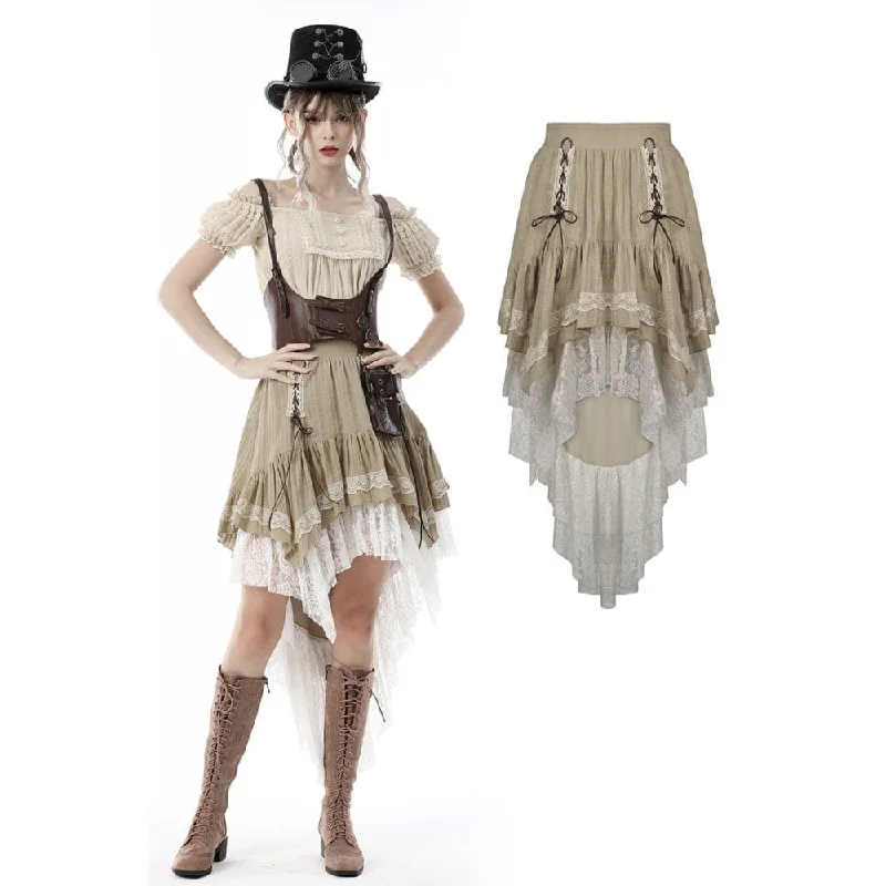 ladies braided flats-Women's Steampunk Gothic Layered Dovetail Skirt Victorian Ruffles Pirate Skirt